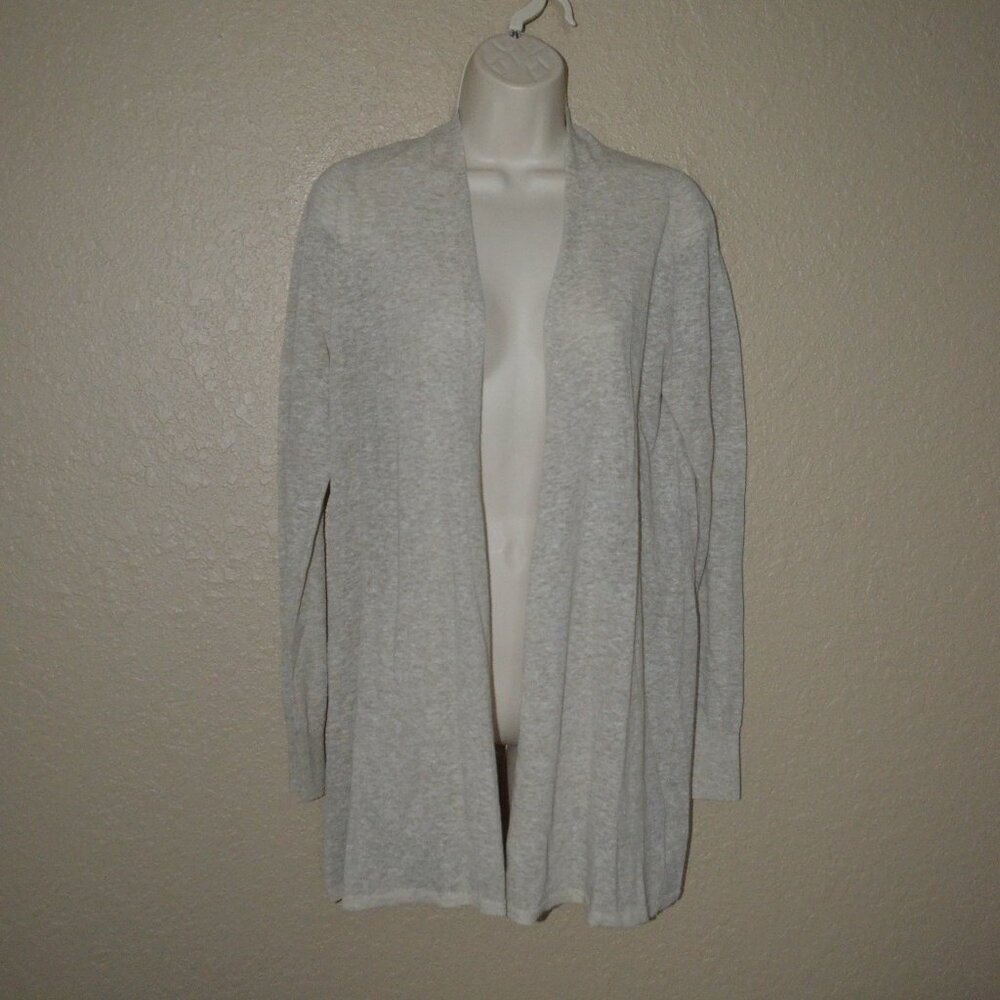 NWOT $215 Sz S White + Warren Beige Linen Gauze Trapeze Cardigan Sweater